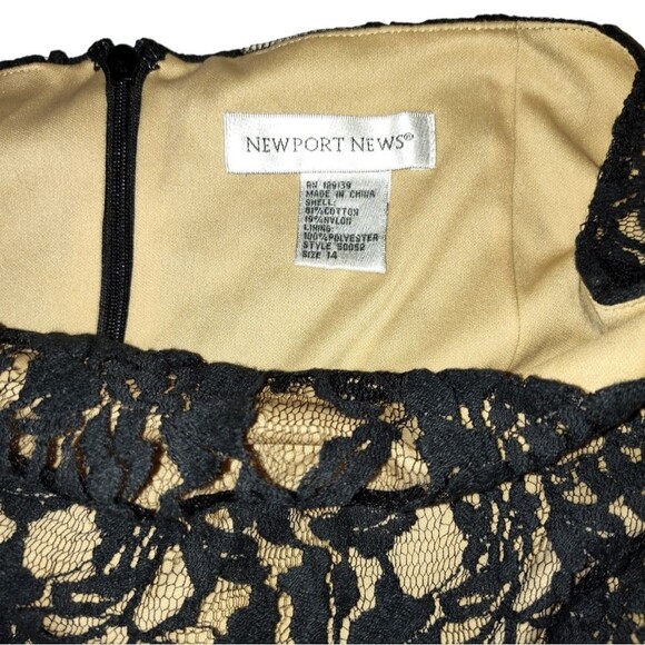 NEWPORT NEWS PENCIL SKIRT SIZE 14 NUDE  BLACK FLORAL LACE BODYCON KNEE LENGTH - Picture 6 of 8